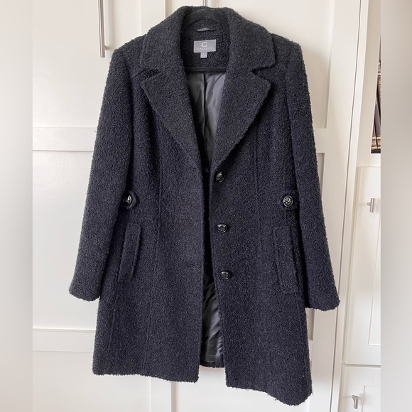 Gallery New York Black Boucle Knit Coat Sz L - Picture 6 of 6